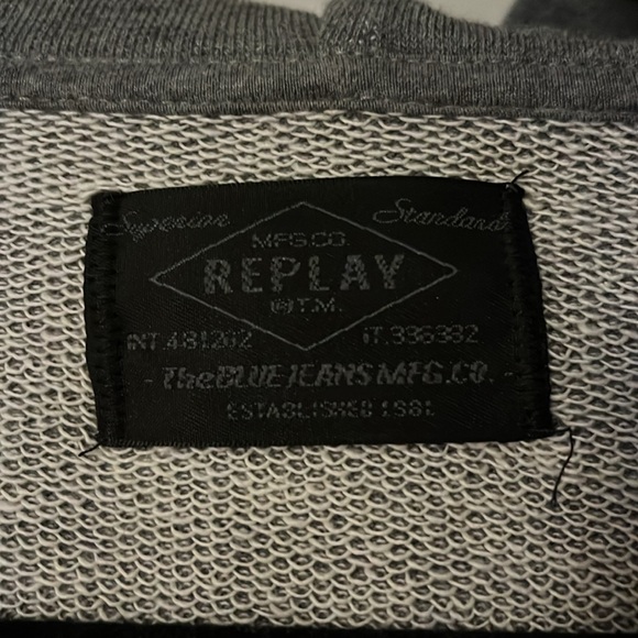 Replay men’s full zipper light grey hoodie in size M - Picture 3 of 10